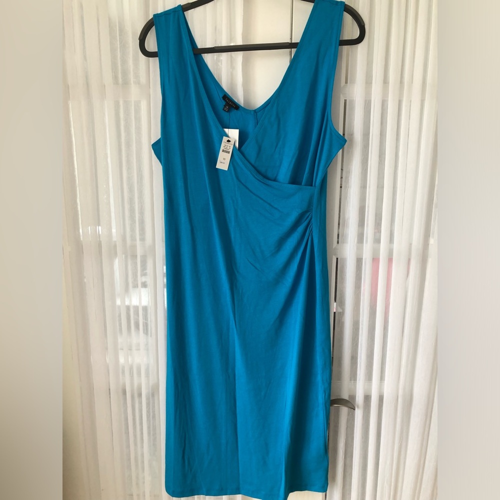 Talbots Turquoise Sleeveless Wrap-Detail Dress